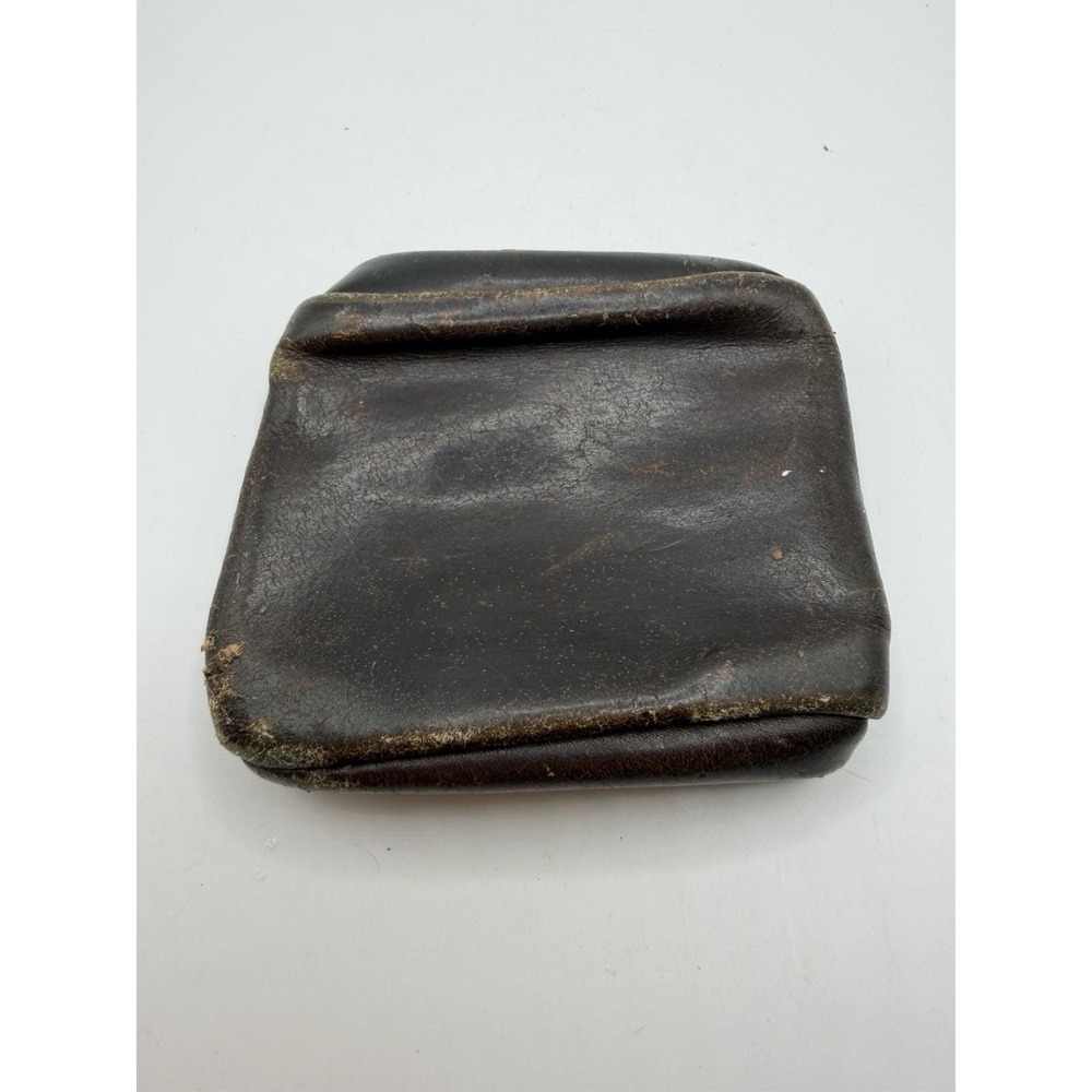 Vintage‎ 1920's HINGED HOBO Leather Change Purse Snap Pouch Wallet - Picture 2 of 5